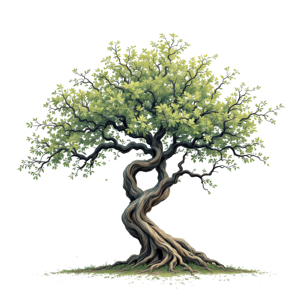 An illustration of a tree with a large green leaf png