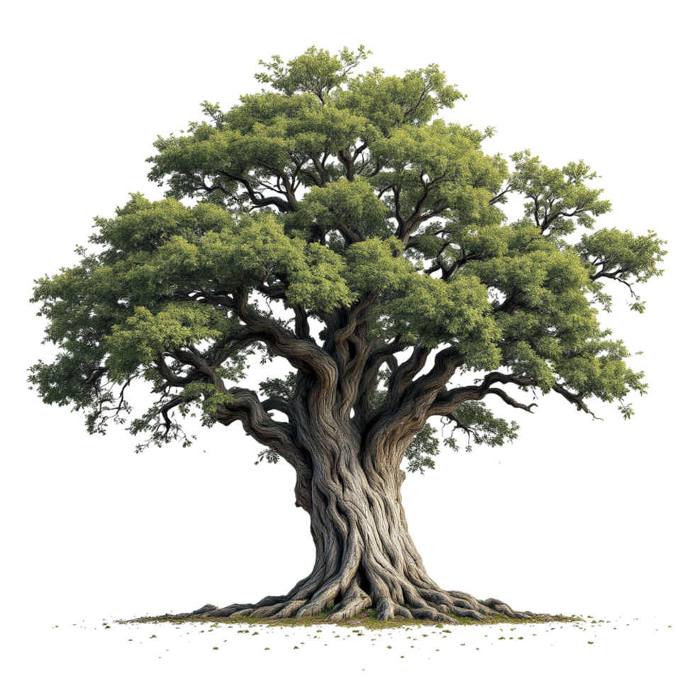 An old tree with a large trunk and leaves png