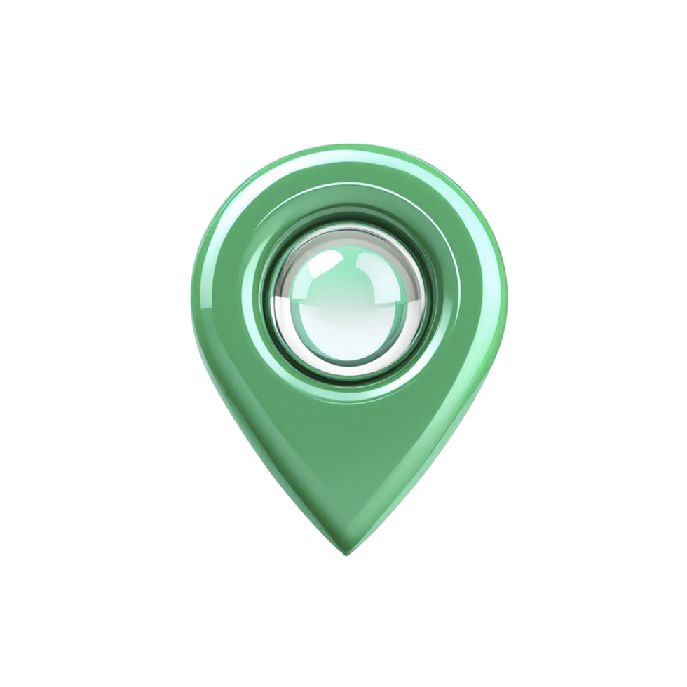 A green location marker with a camera lens png