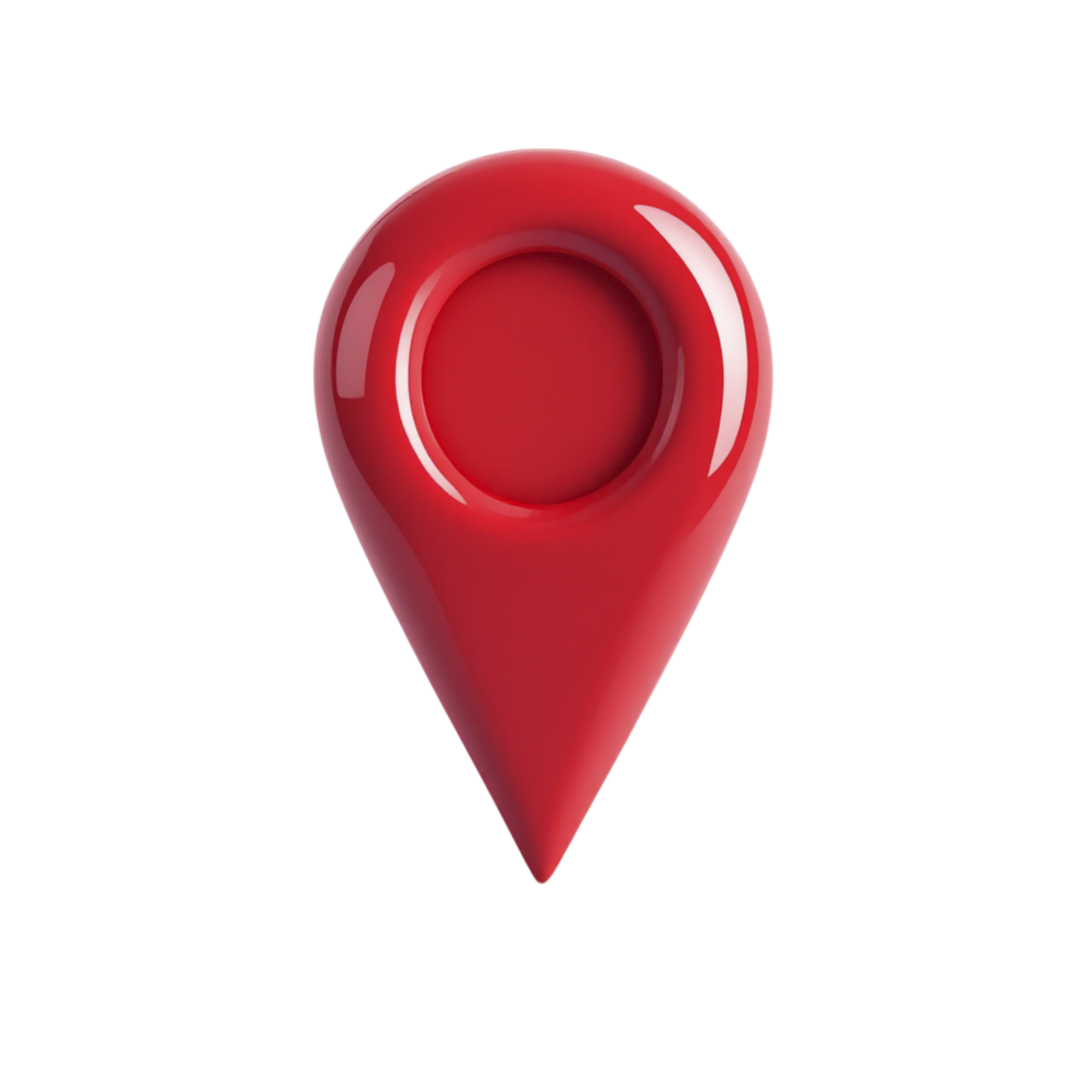 Red location marker on black background 3d illustration png