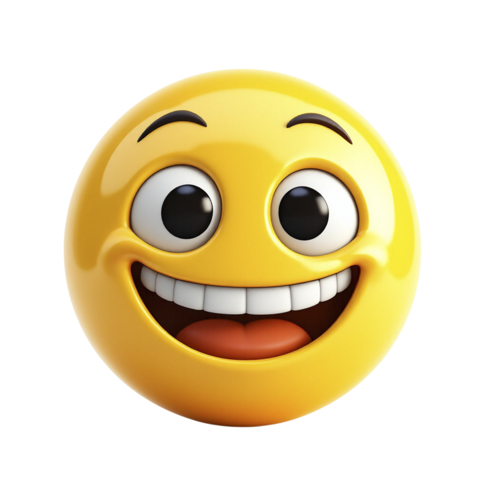 A smiling yellow emoticion with a big smile png