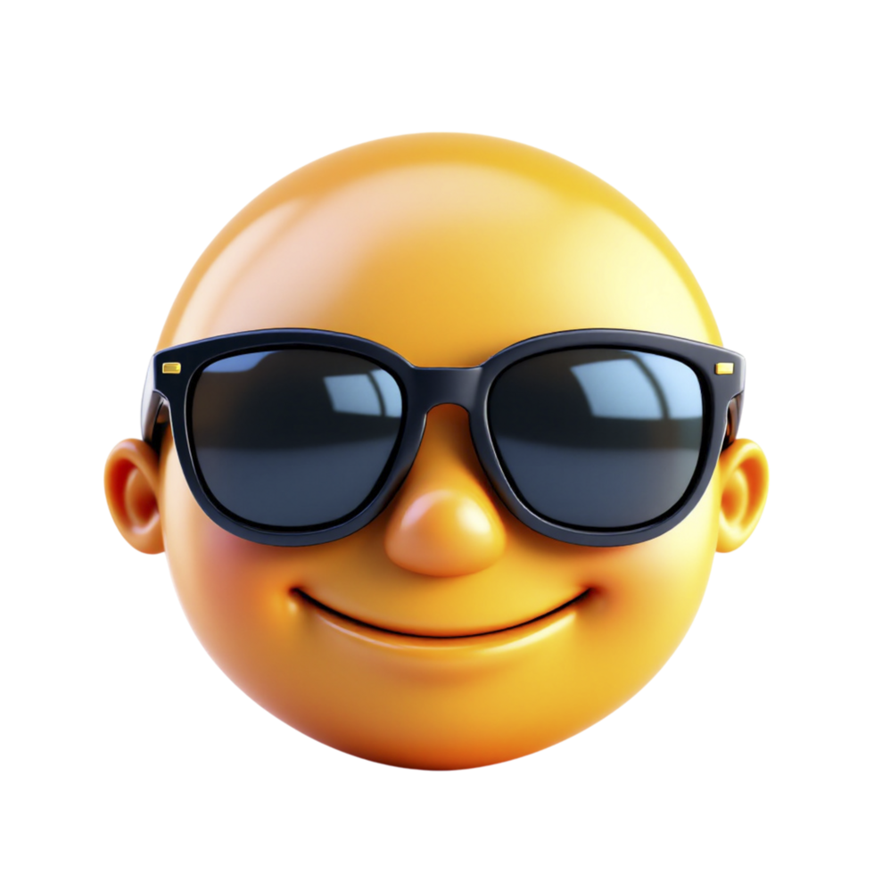 A smiling emoticor with sunglasses on his face png