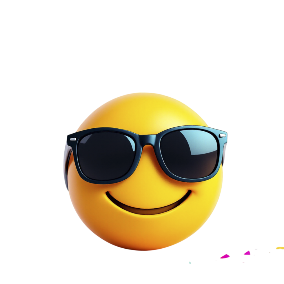 A smiley face with sunglasses on a black background png