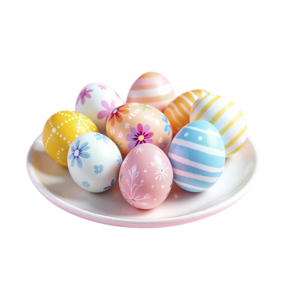 Easter eggs on a plate png