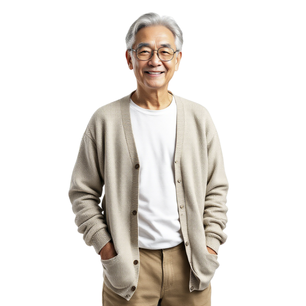 An asian man in a sweater and pants png