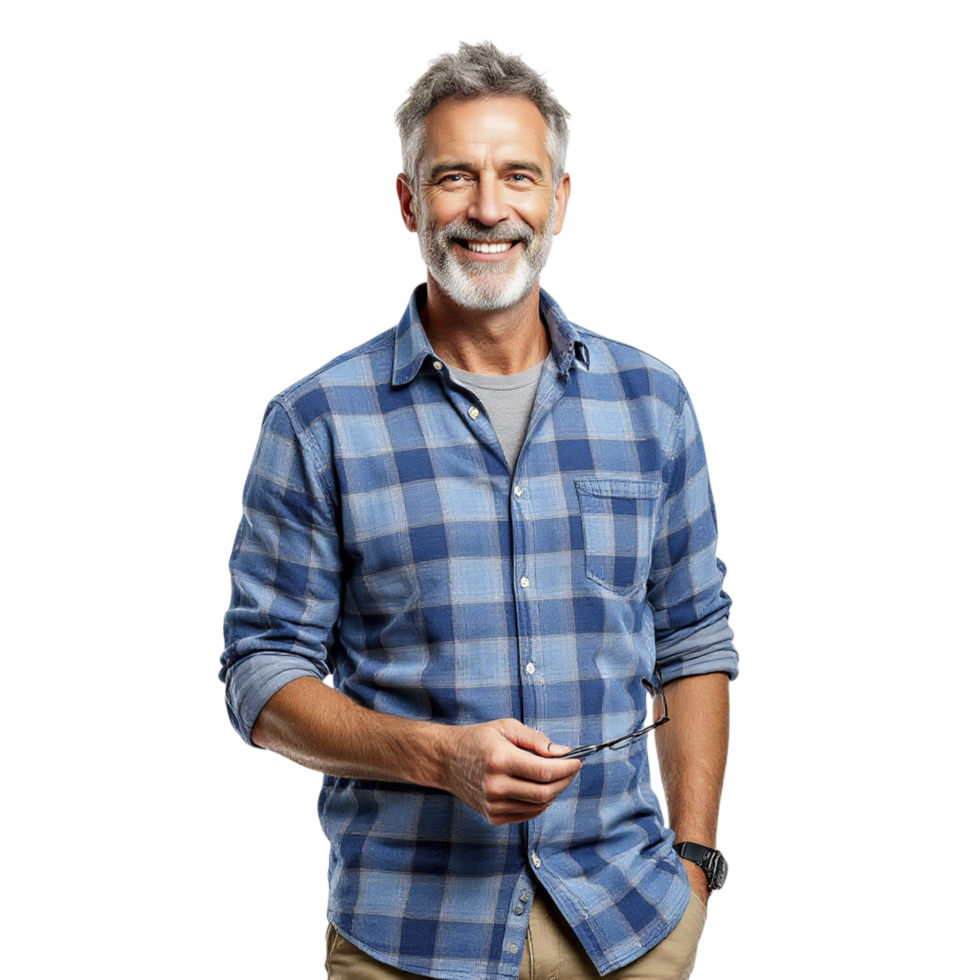 A man with a beard and blue shirt png