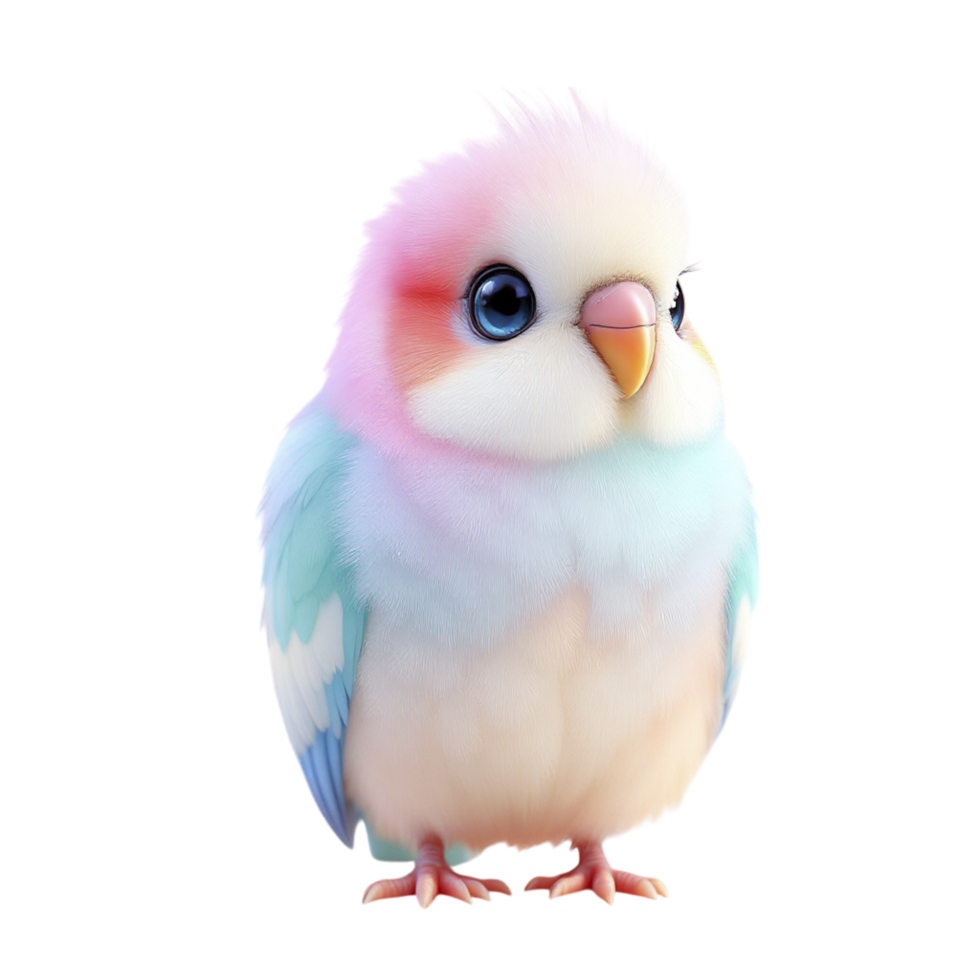 A cute little bird with blue and pink feathers png