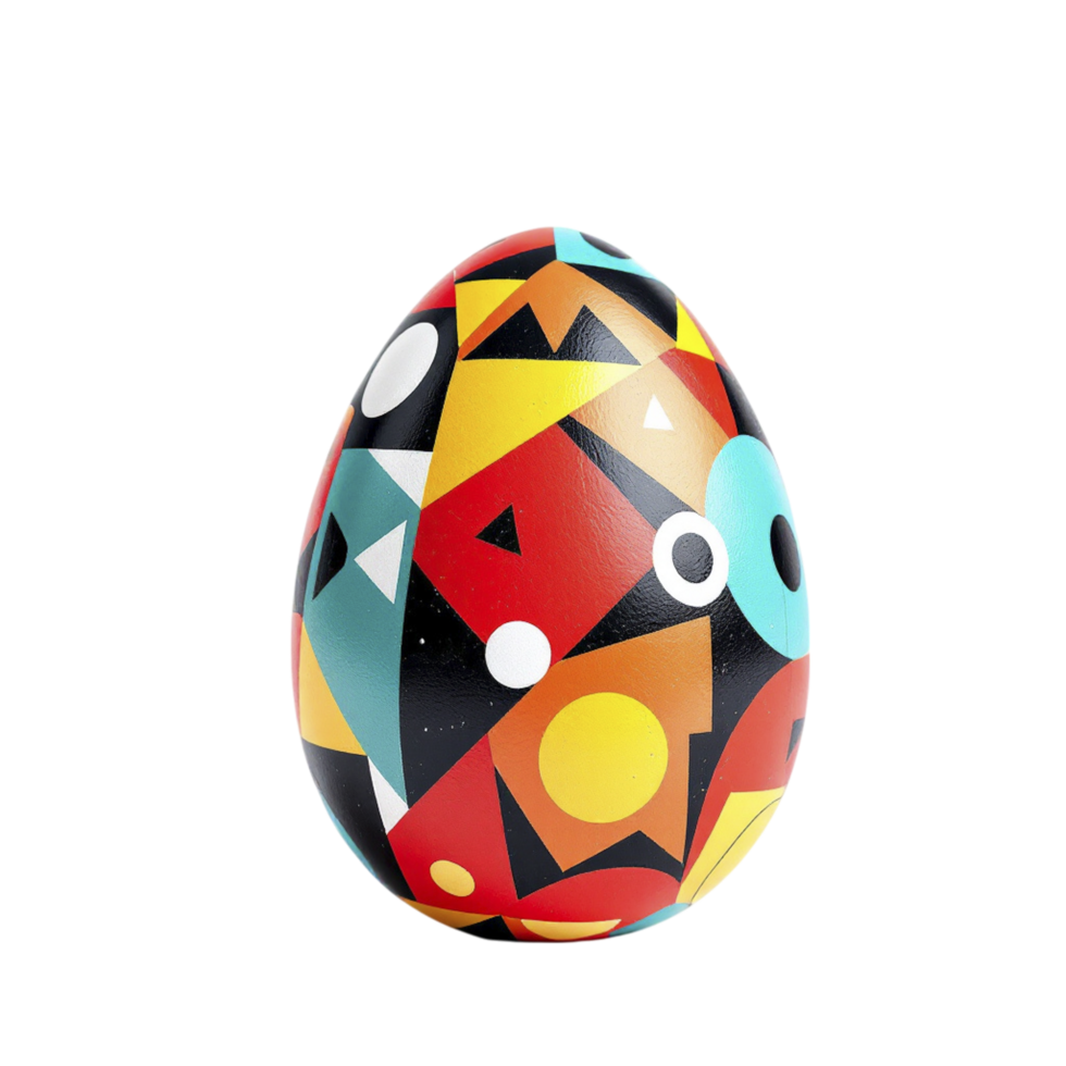 An easter egg with colorful geometric designs on it png