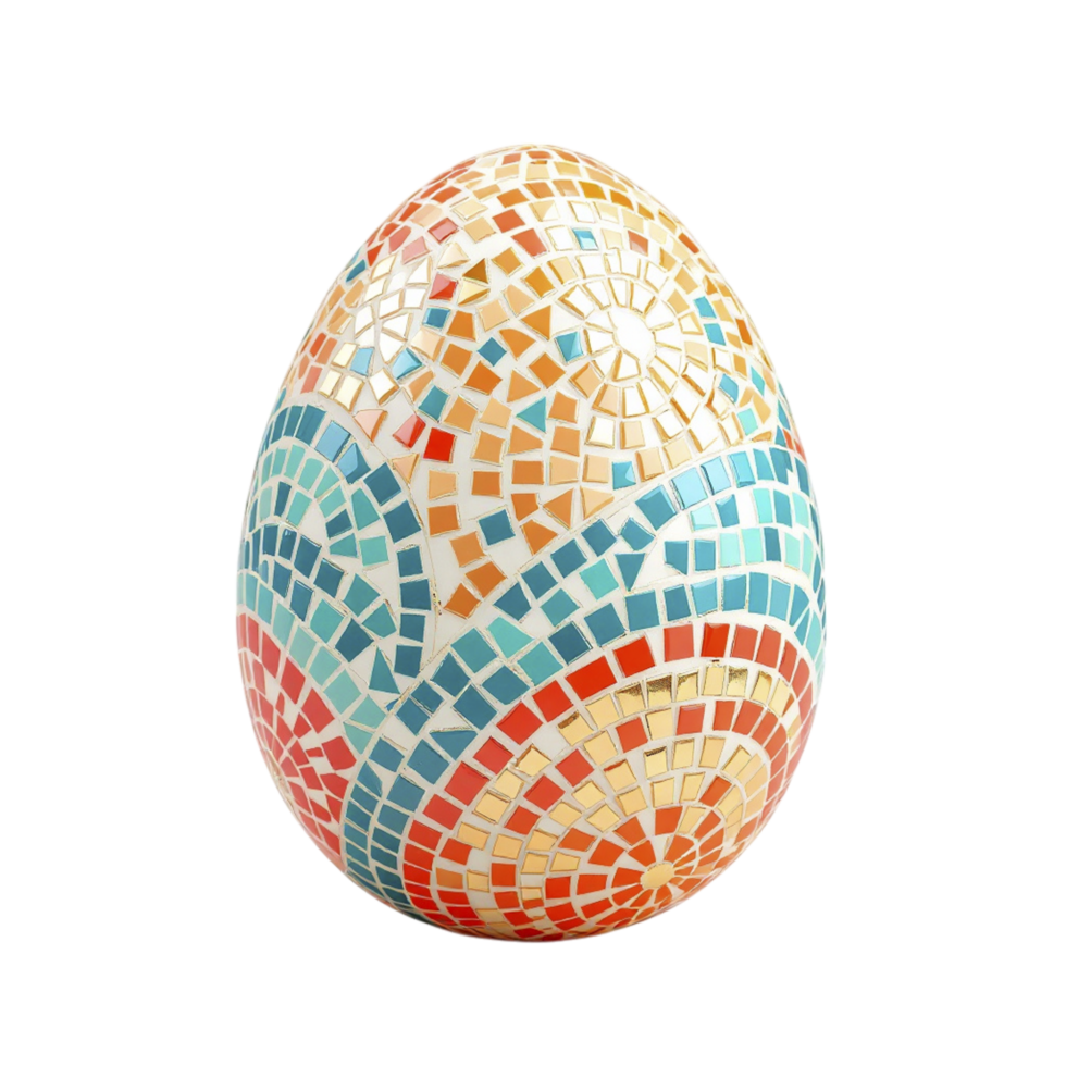 An egg with a mosaic design on it png