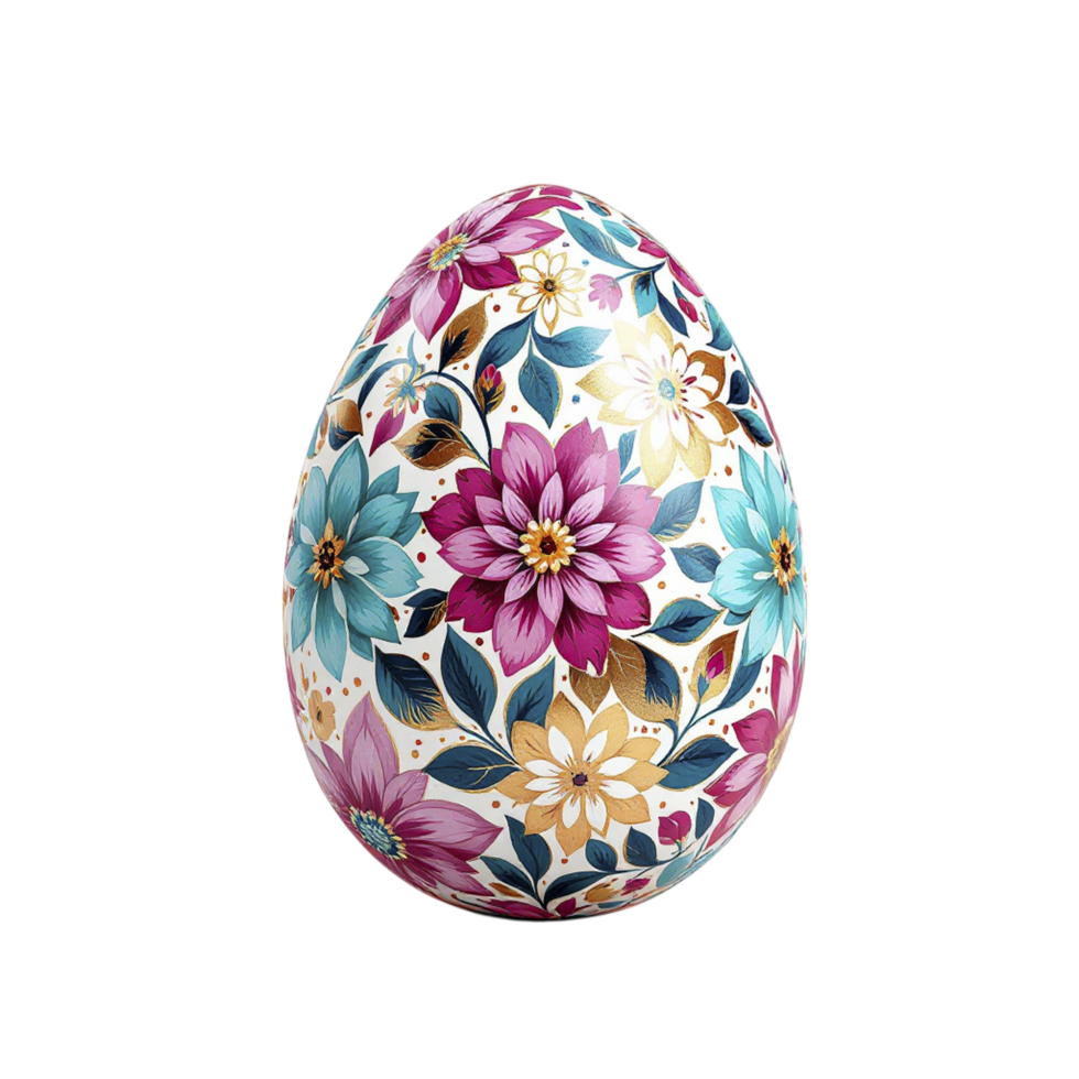 A colorful egg with flowers on it png