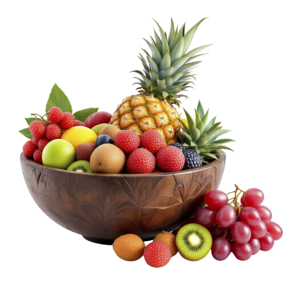 A bowl filled with various fruits png