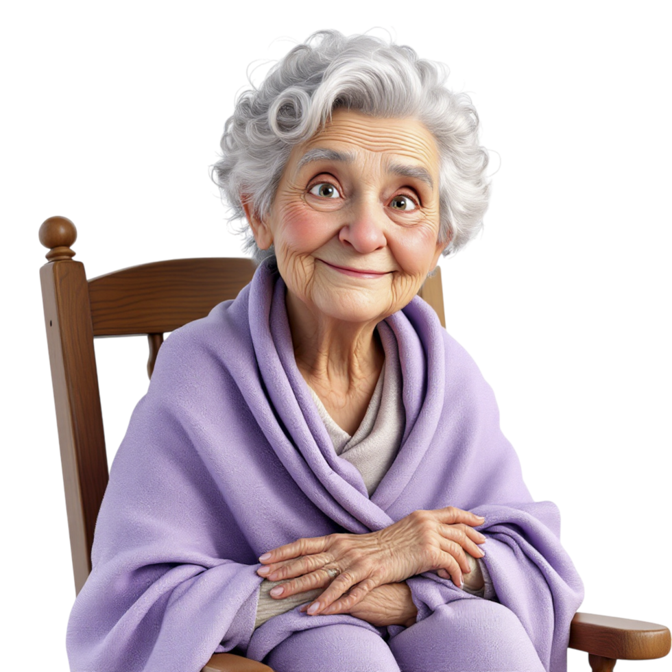 An old woman sitting in a rocking chair png