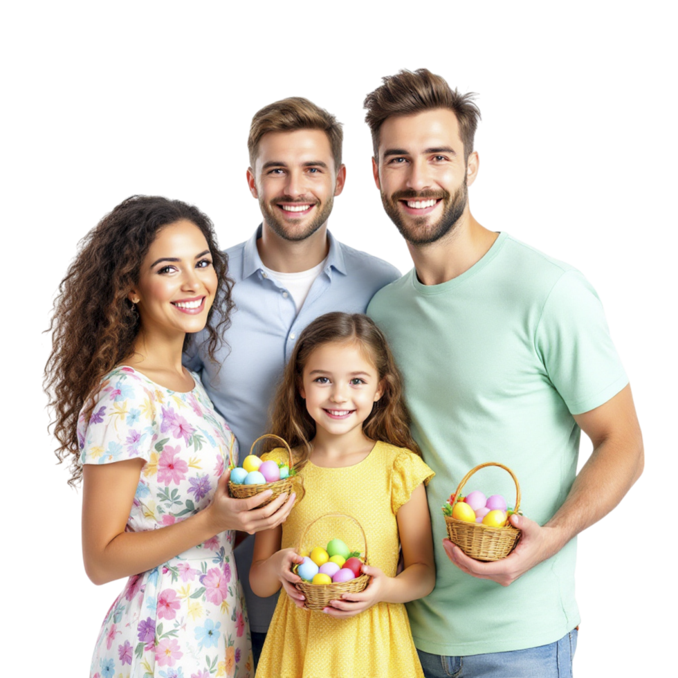 Happy family with easter eggs png