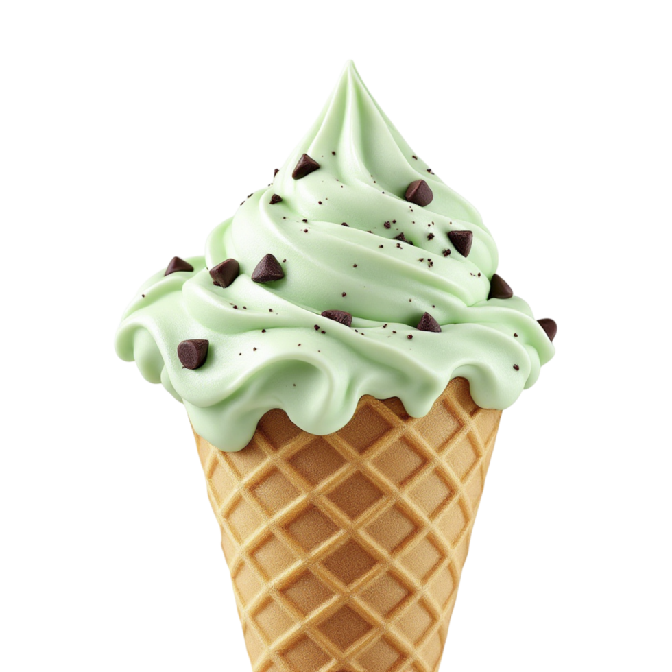 Ice cream with chocolate chips isolated on black background png