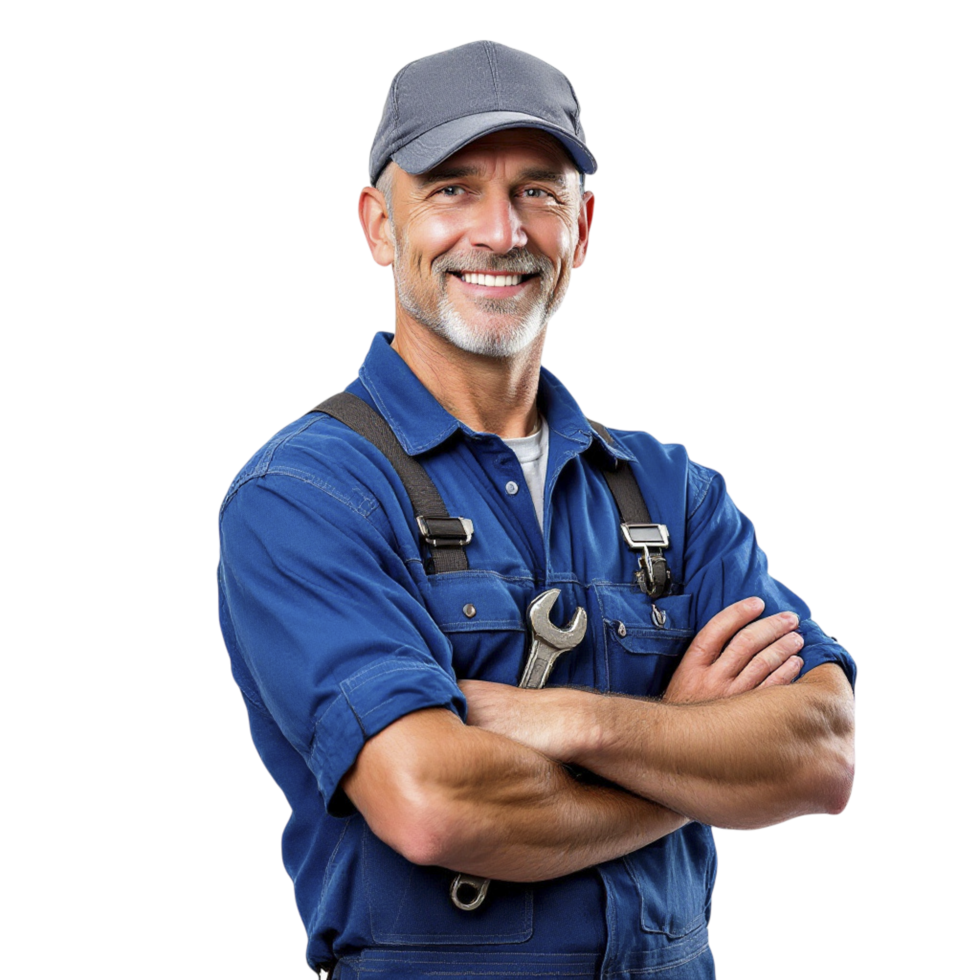 A man in a blue uniform with a wrenet on his arm png