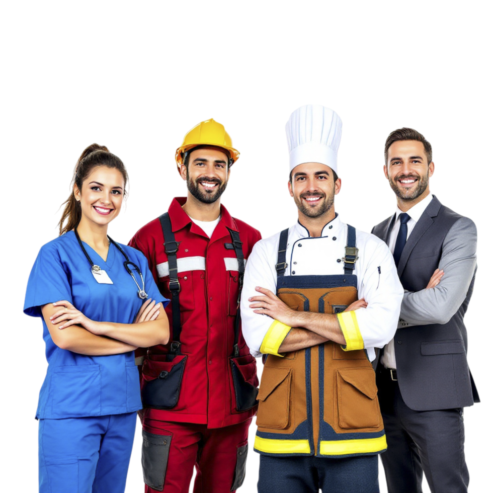 A group of people in different professions png
