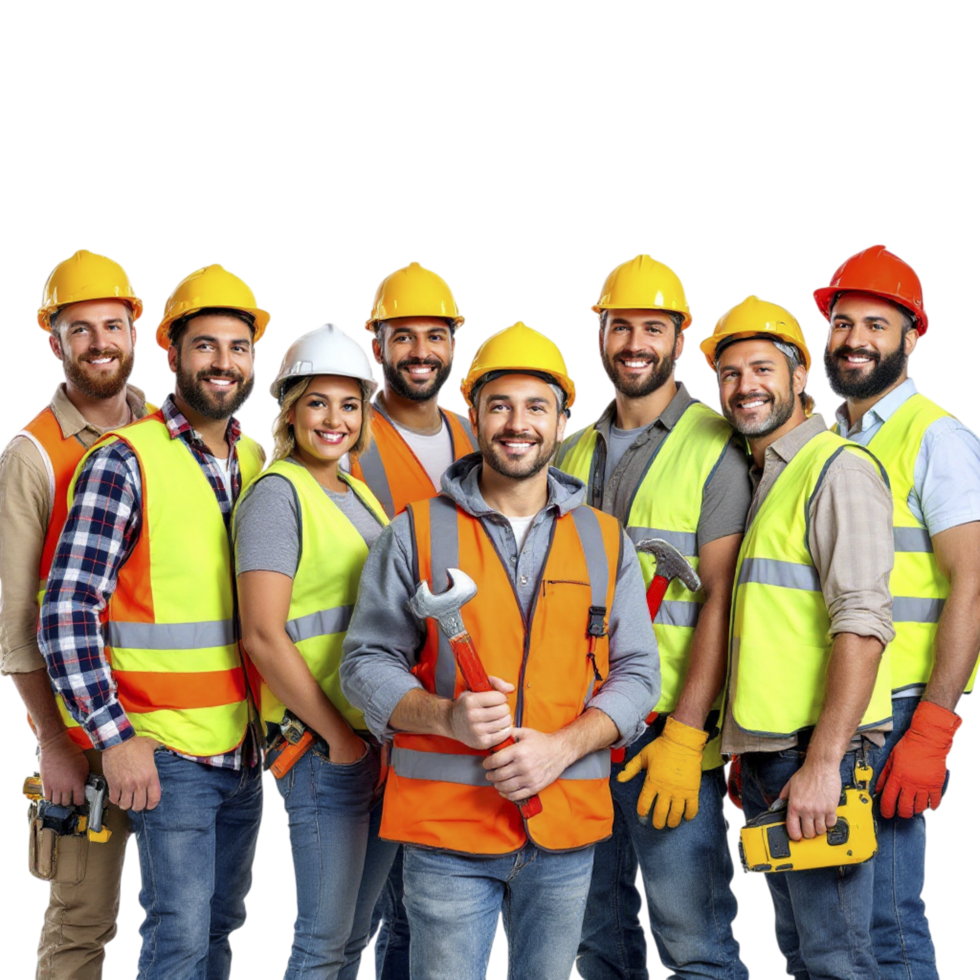 A group of construction workers posing for a photo png
