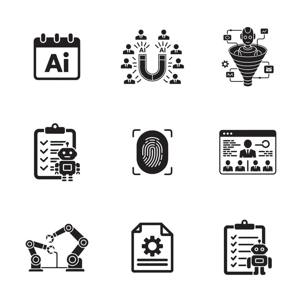 Automation and Robotics in Business Icons vector