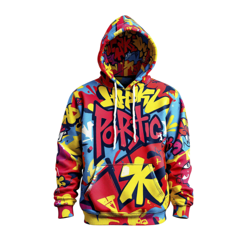 uma colorida moletom com capuz com grafite em isto png