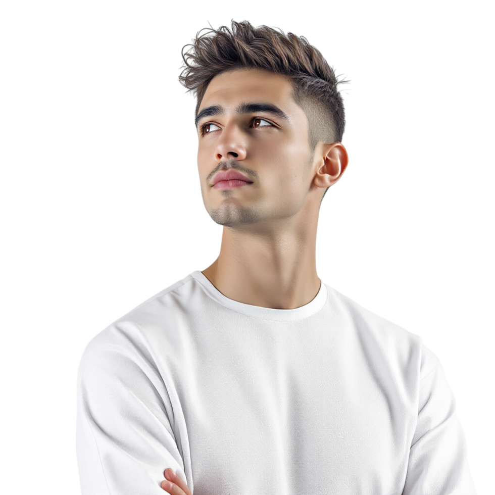 A man with a white t - shirt and a mohawk png