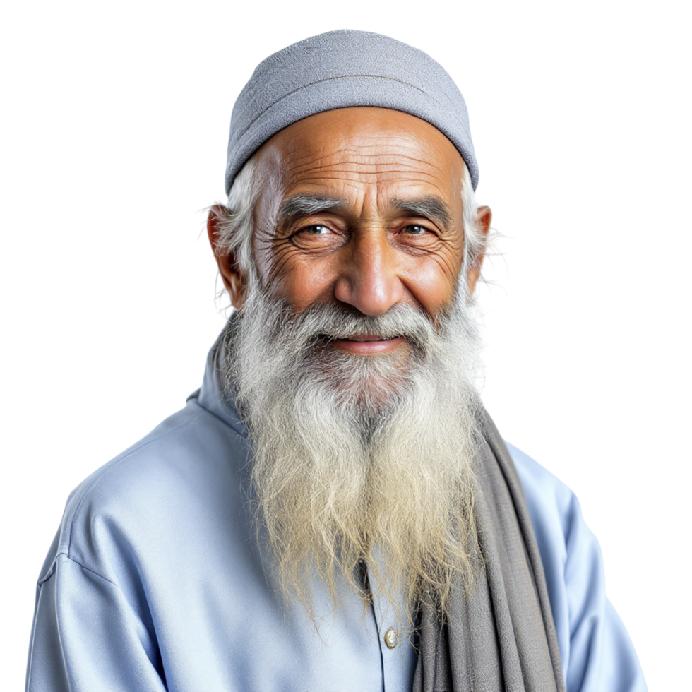 An old man with a long beard and a grey hat png