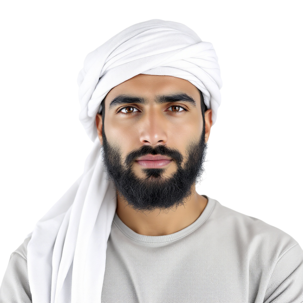 A man with a beard and white turban png