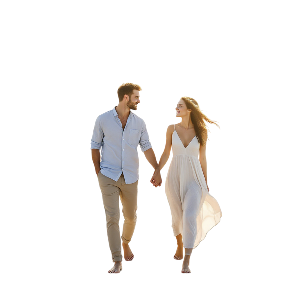 A man and woman walking hand in hand png