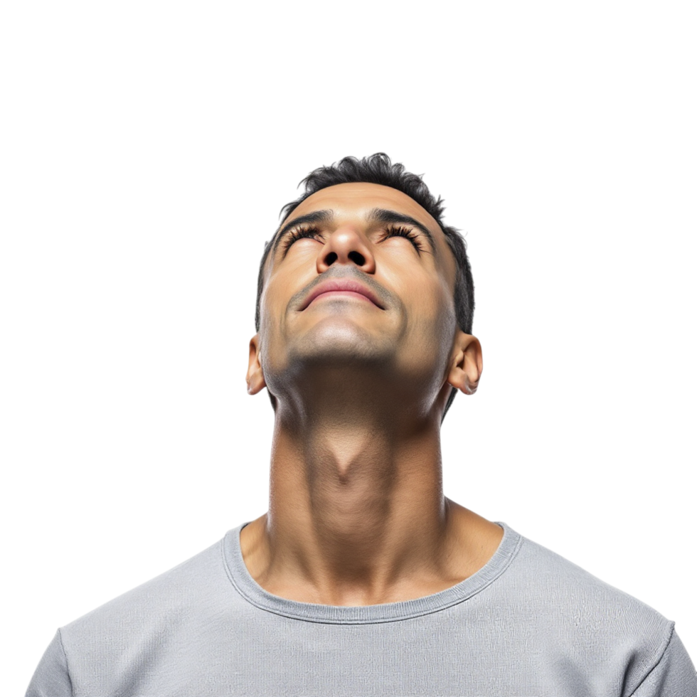 A man is looking up at something png