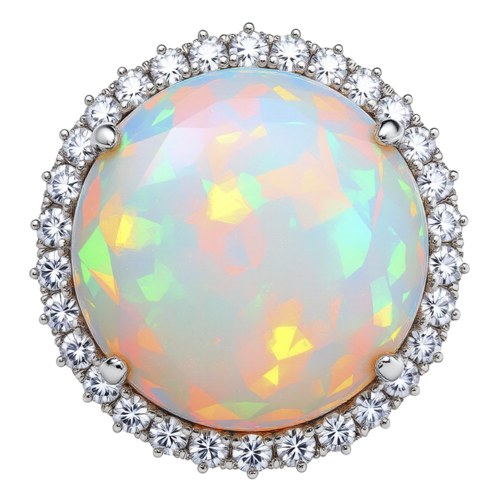 An opal and diamond pendant png