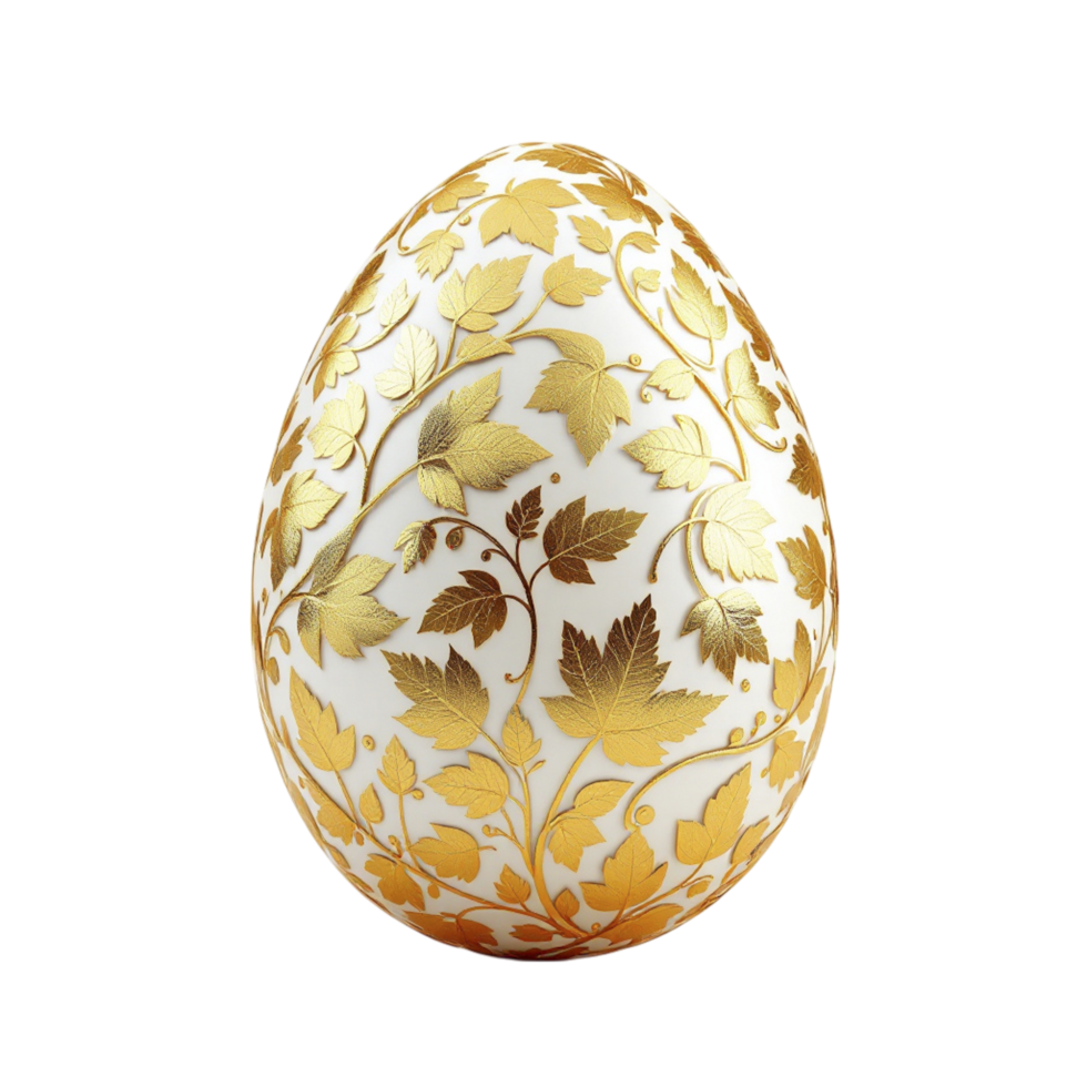 An egg with gold leaf designs on it png