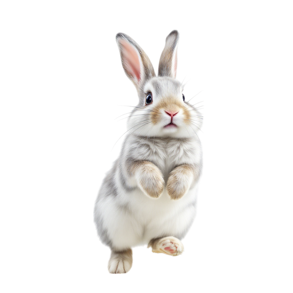 A white rabbit standing on its hind legs png