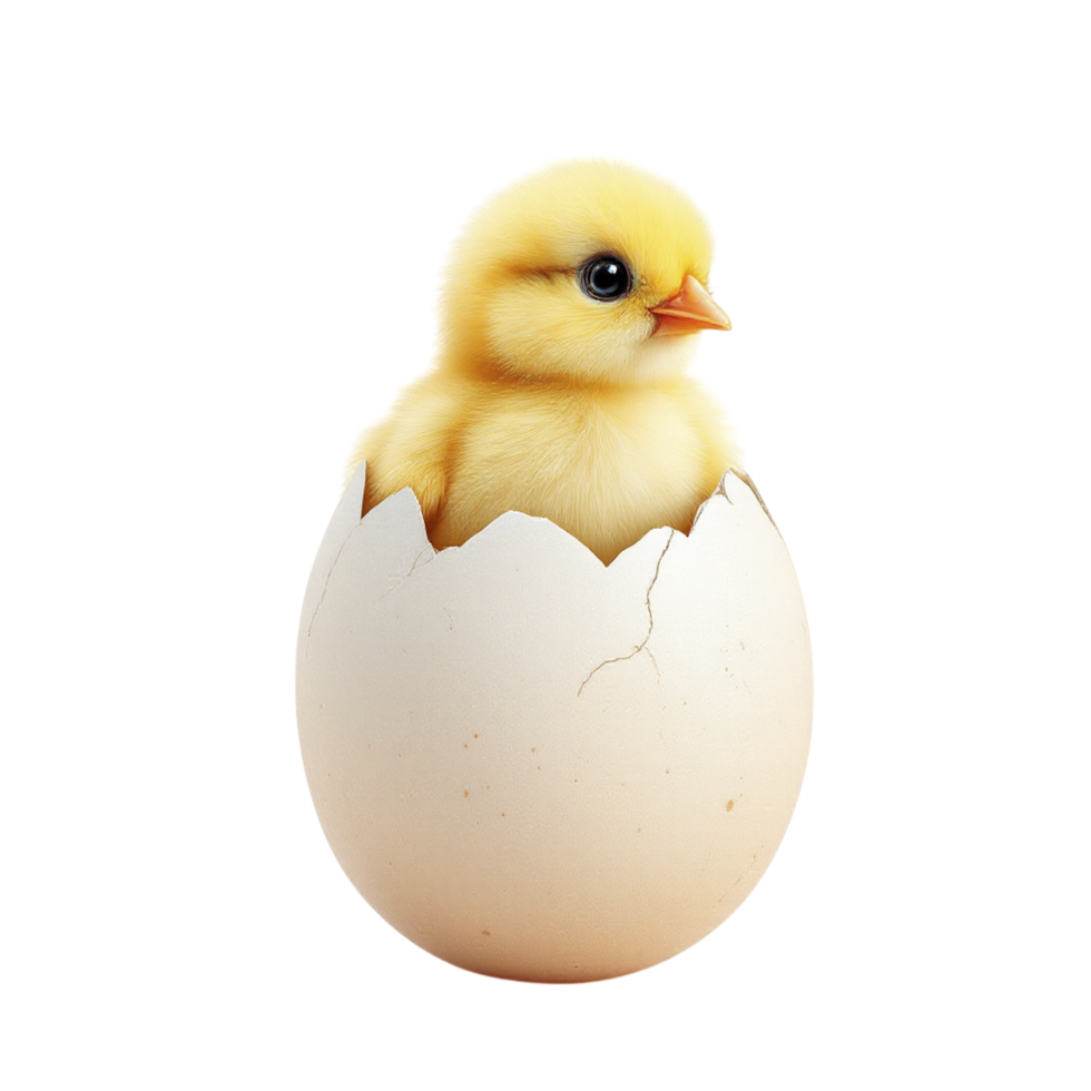A small baby chick is sitting in an egg shell png