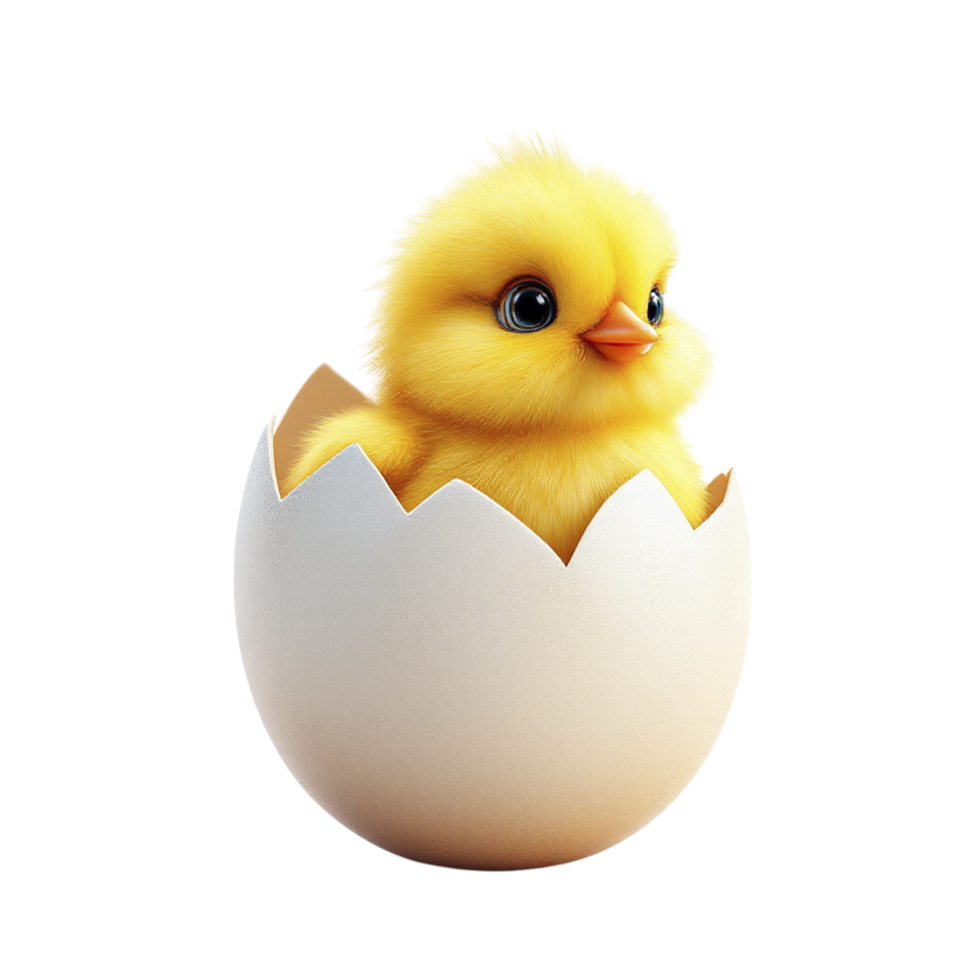 A small yellow chick is sitting in an egg png