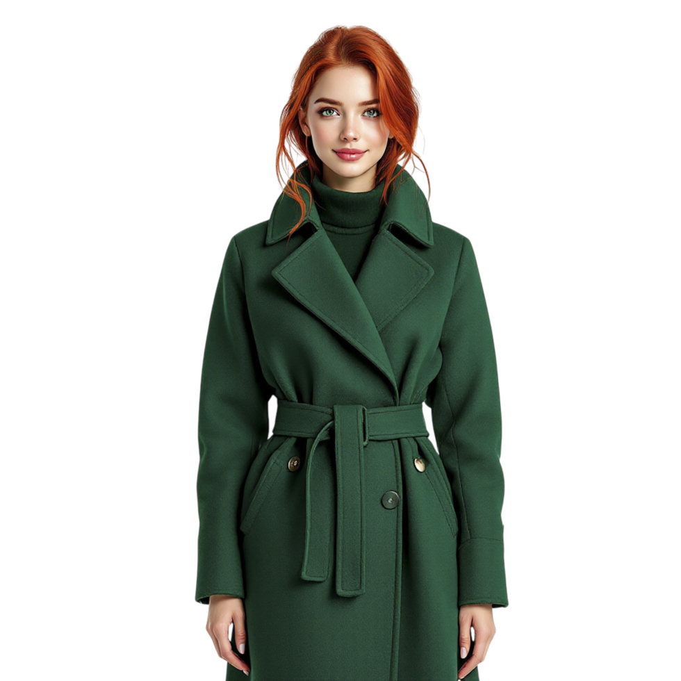 A woman in a green coat png