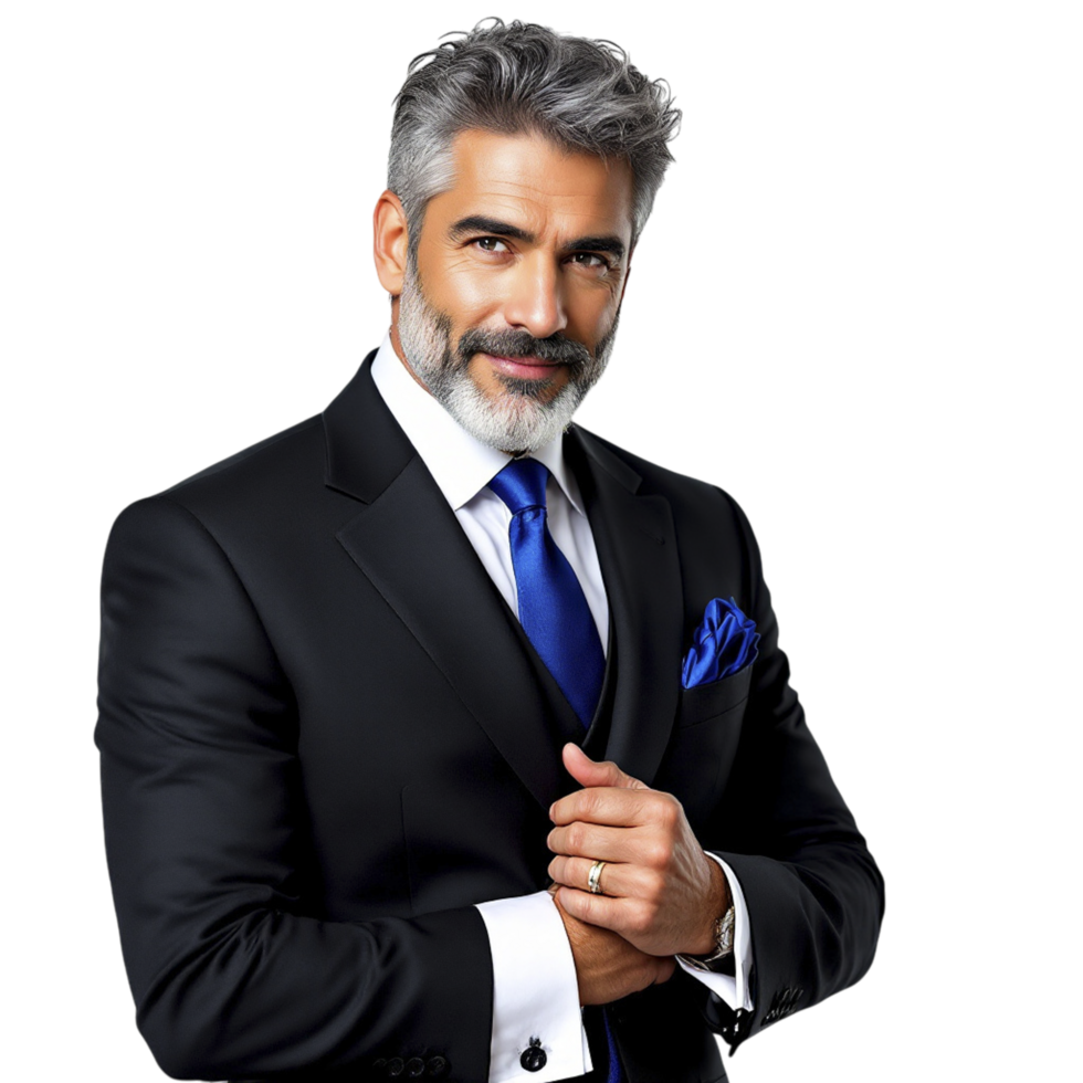 A man with a gray beard and a blue tie png