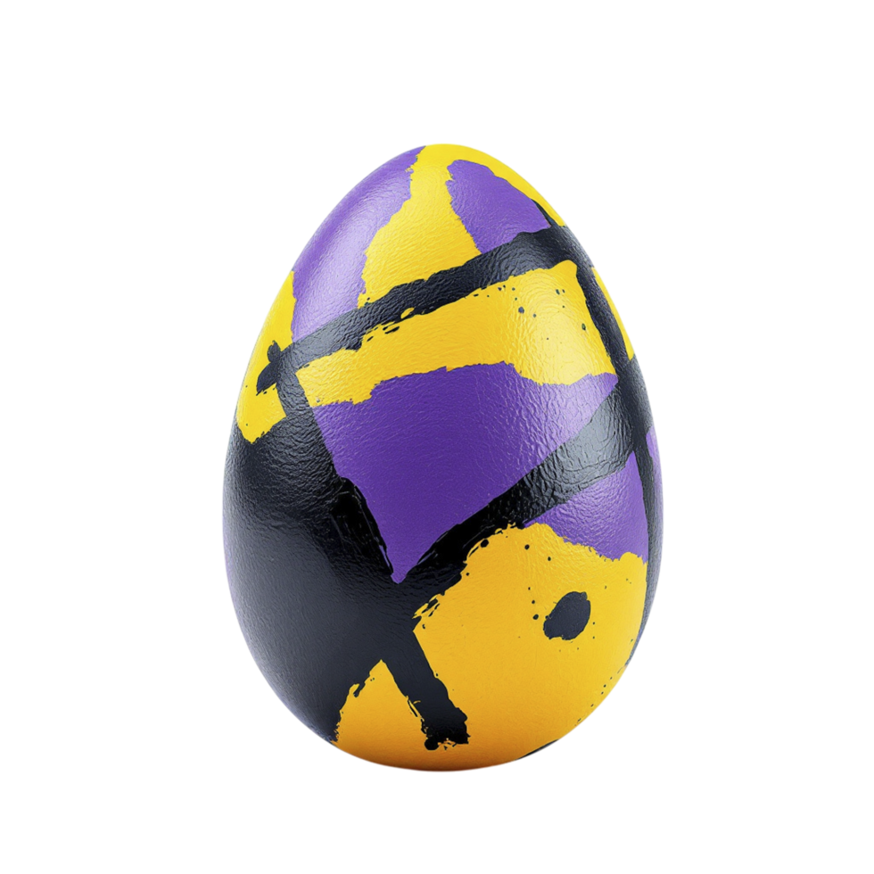 A purple and yellow egg with a black background png
