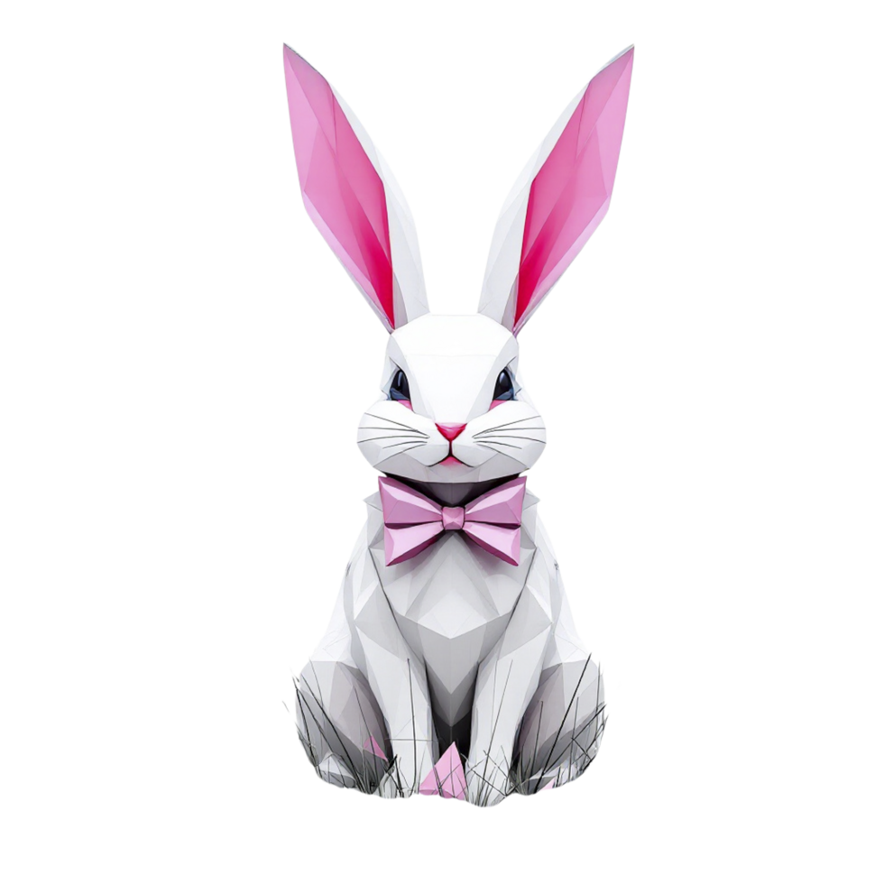 A white rabbit with a pink bow tie png
