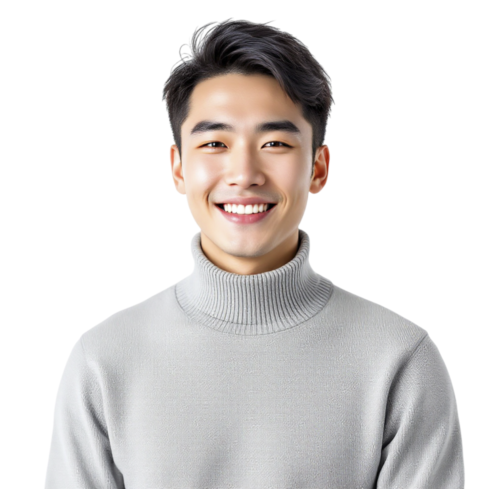 A man in a turtle neck sweater smiling png