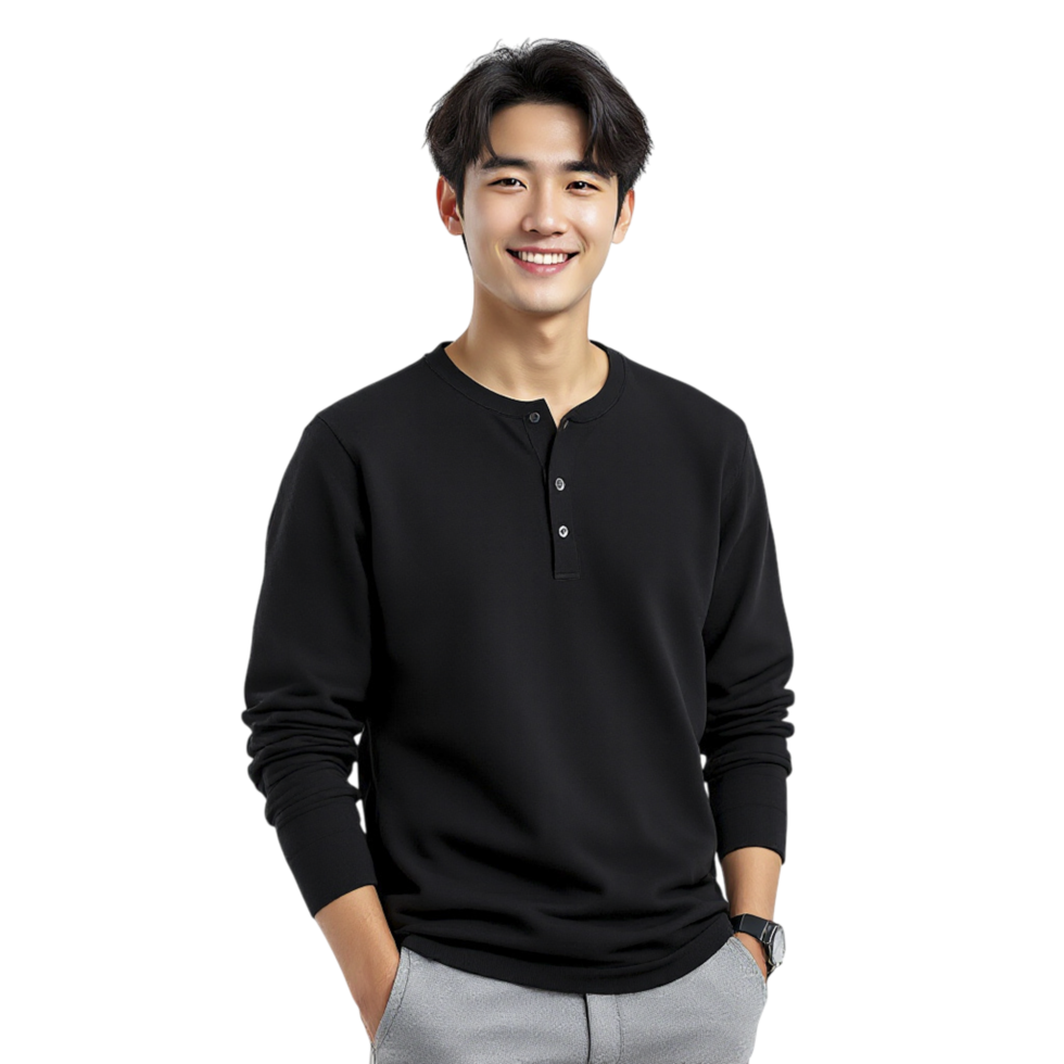 A man in a black sweater smiling png