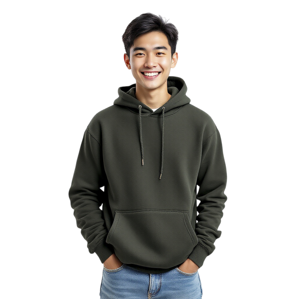 A young man in a hoodie smiling png