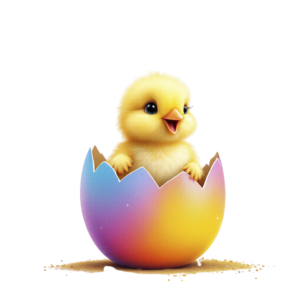 A little chick is sitting inside an egg png