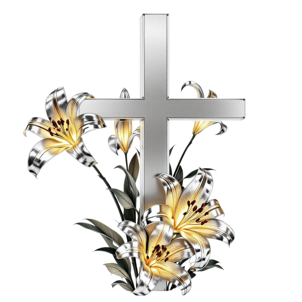 A cross with flowers and a cross on it png