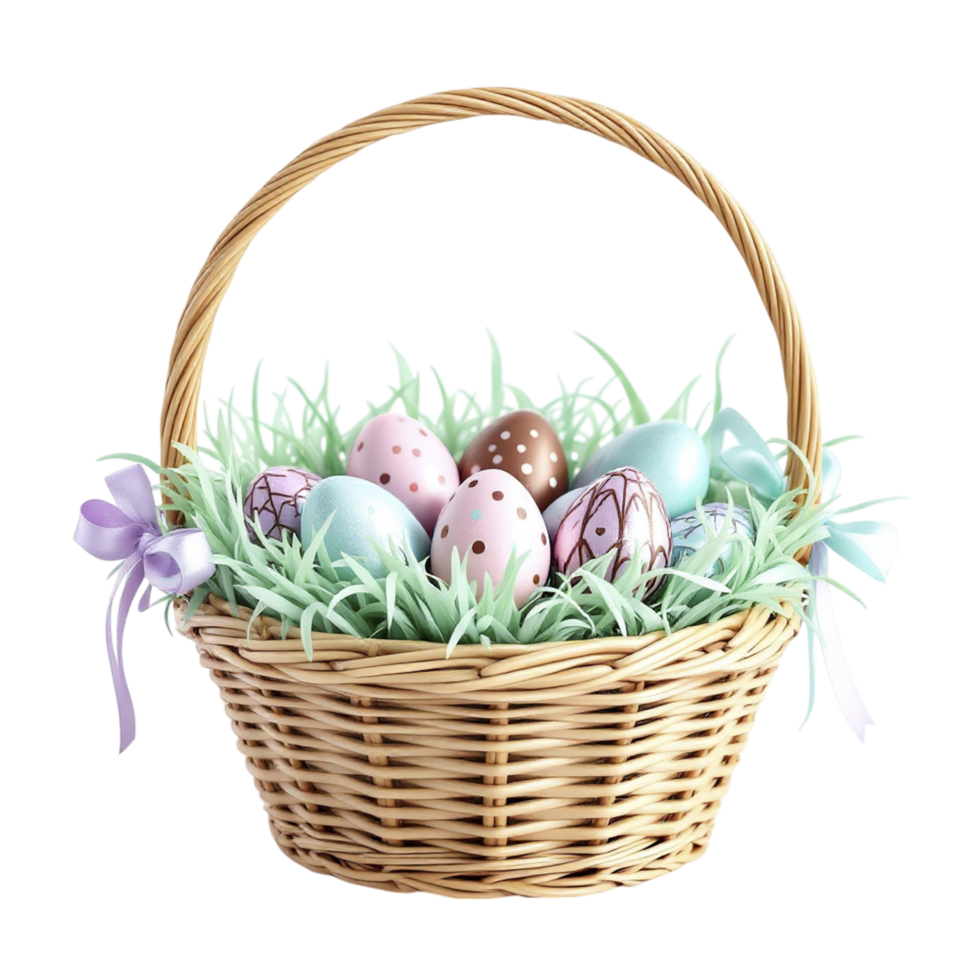 An easter basket with eggs in it png