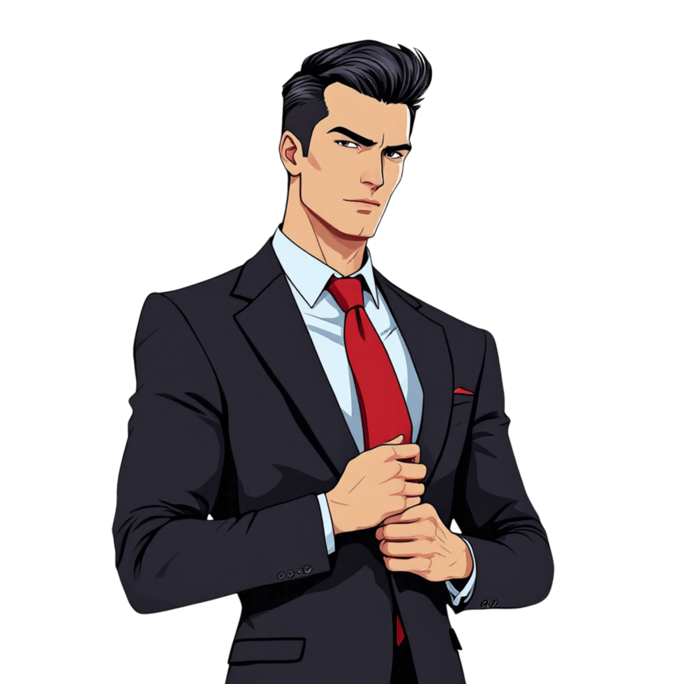 A cartoon man in a suit and tie png