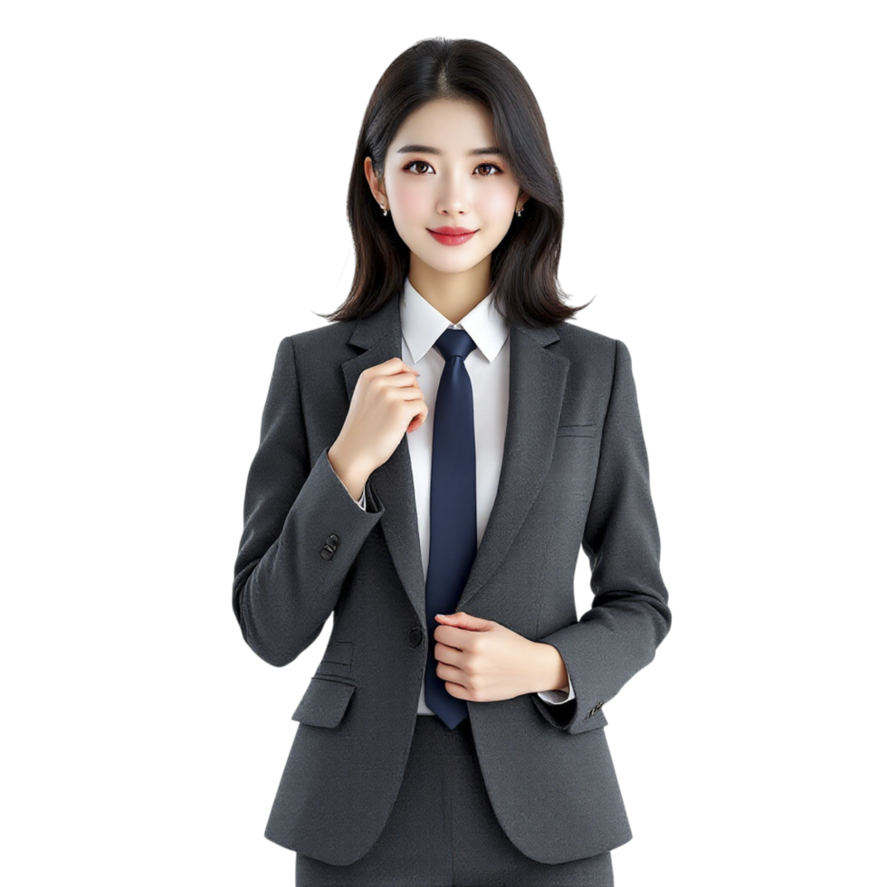 Asian business woman in suit and tie png