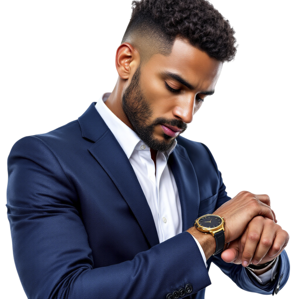 A man in a suit checking his watch png