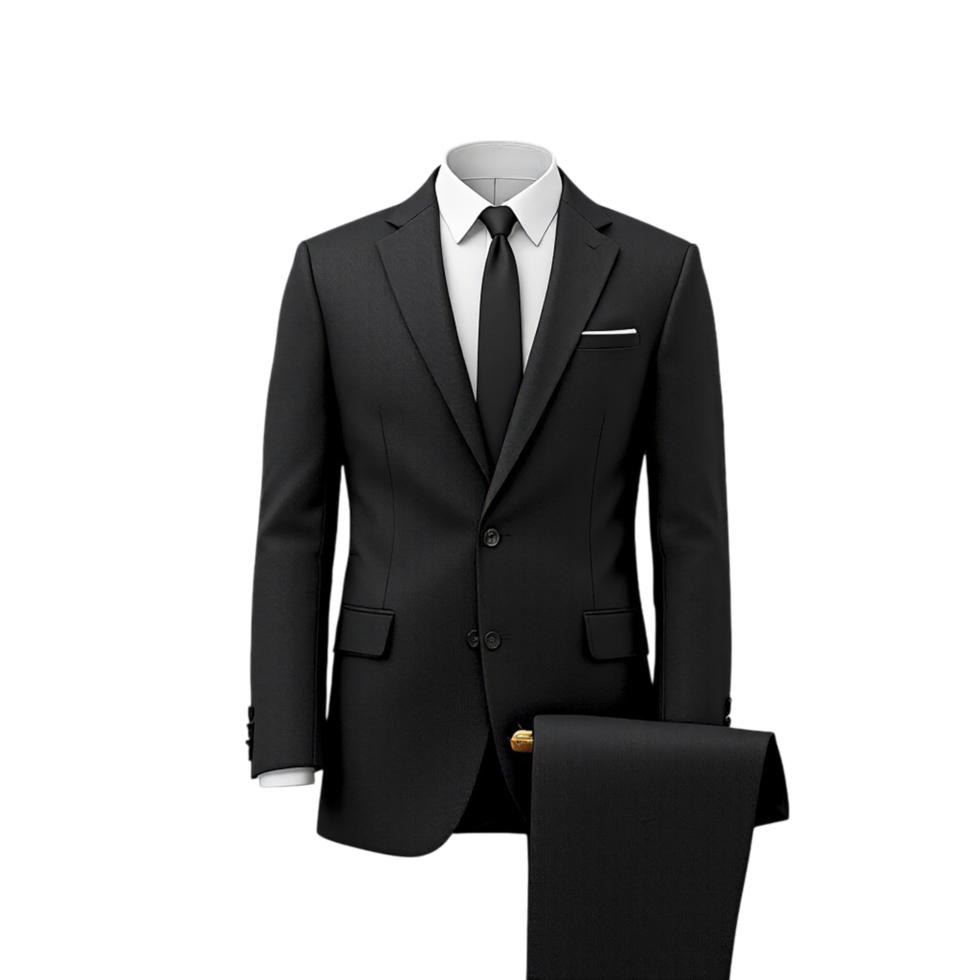 A black suit and tie on a black background png