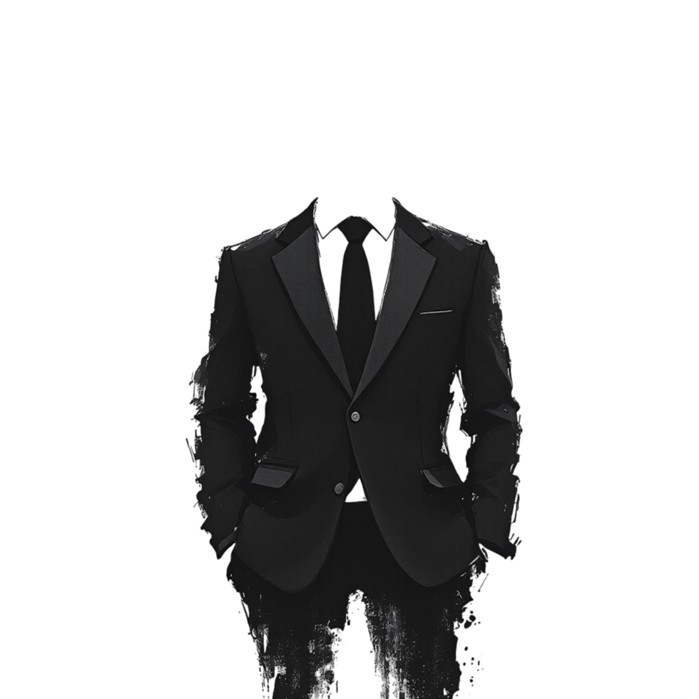 A man in a suit and tie is standing in front of a black background png