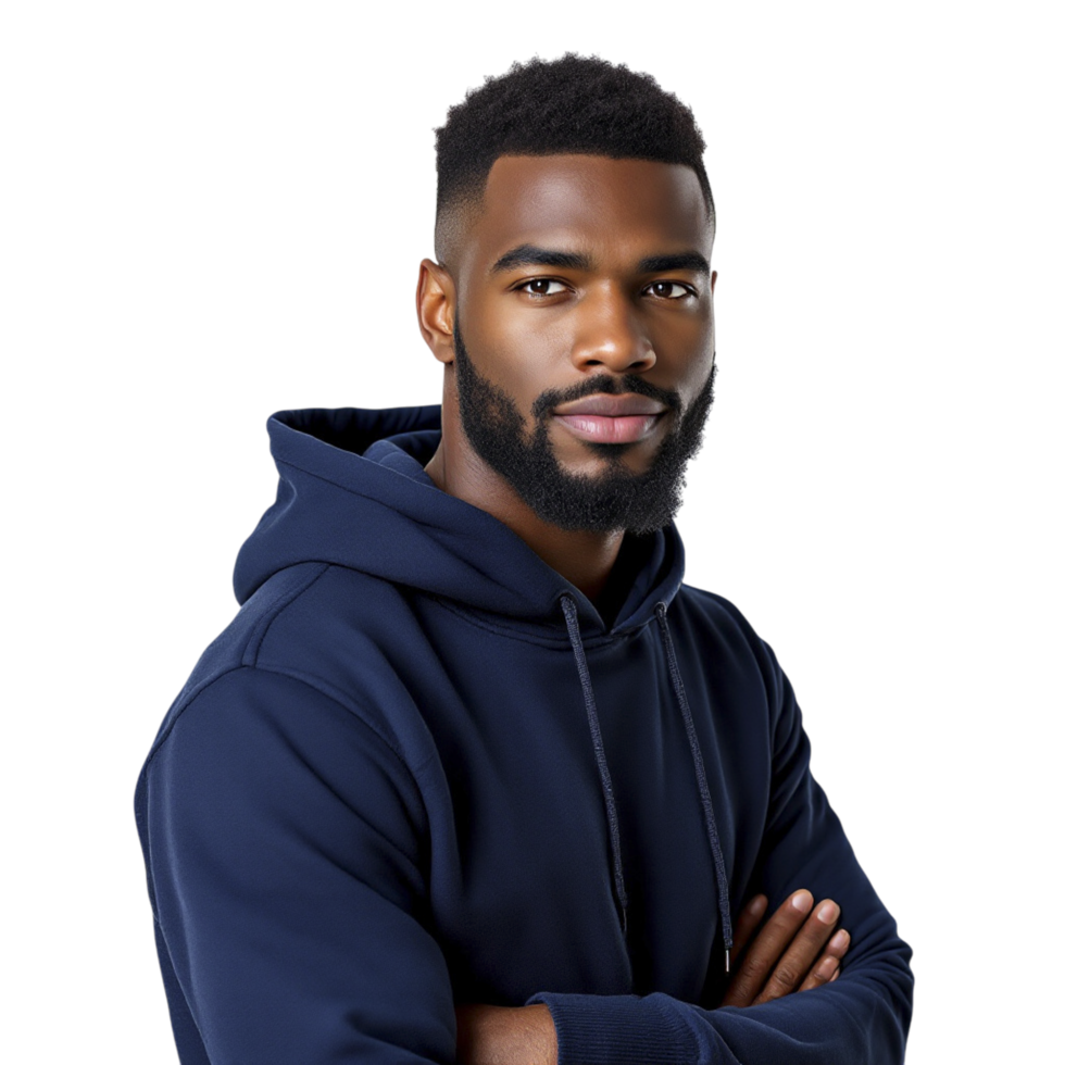 An african american man in a blue hoodie png