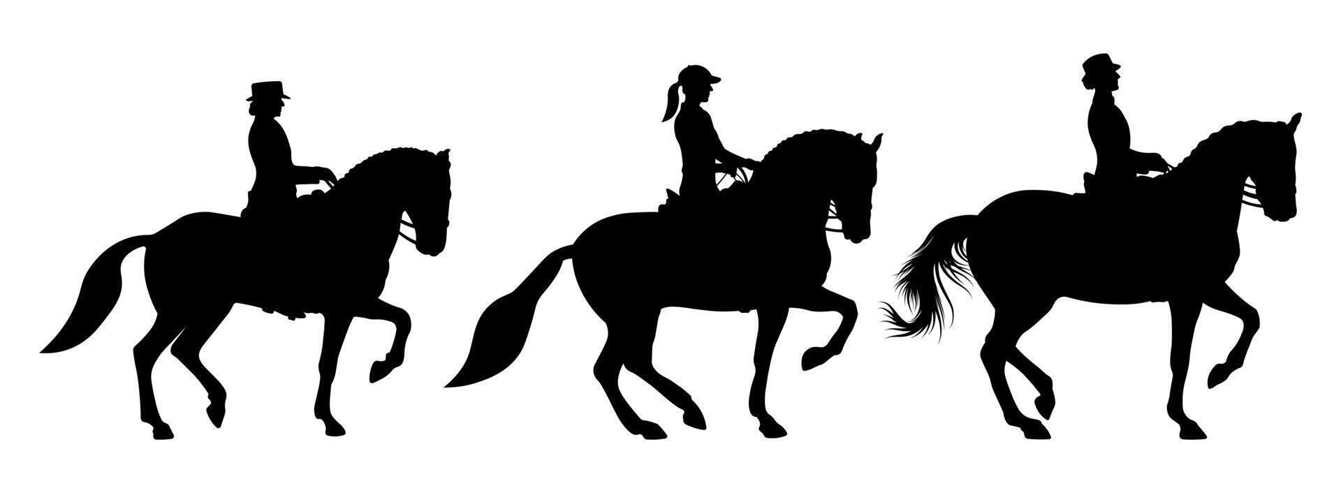 Elegant Dressage Horse Silhouette Collection vector